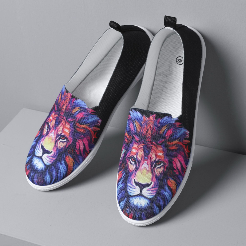 Muške platnene loaferice s niskim gornjim dijelom, prozračne, leopard print, PVC đon, vulkanizirana konstrukcija