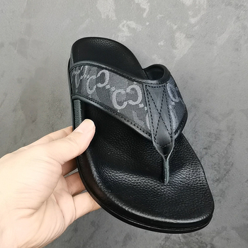 Muške PVC žabice s natpisom na remenu, debela protuklizna potplata, otvorena prstna špička