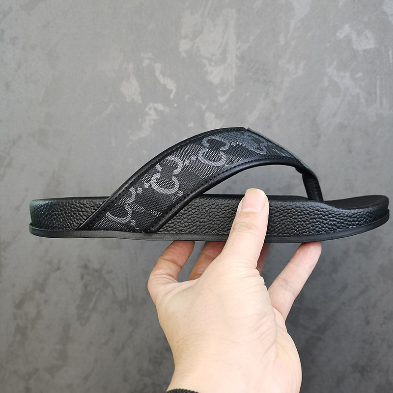 Muške PVC žabice s natpisom na remenu, debela protuklizna potplata, otvorena prstna špička