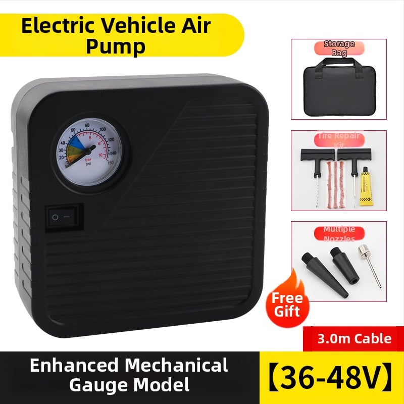 Портативна помпа за автомобилни гуми, батерийно захранване, диапазон на напрежение 36–96V, 120W, 5A
