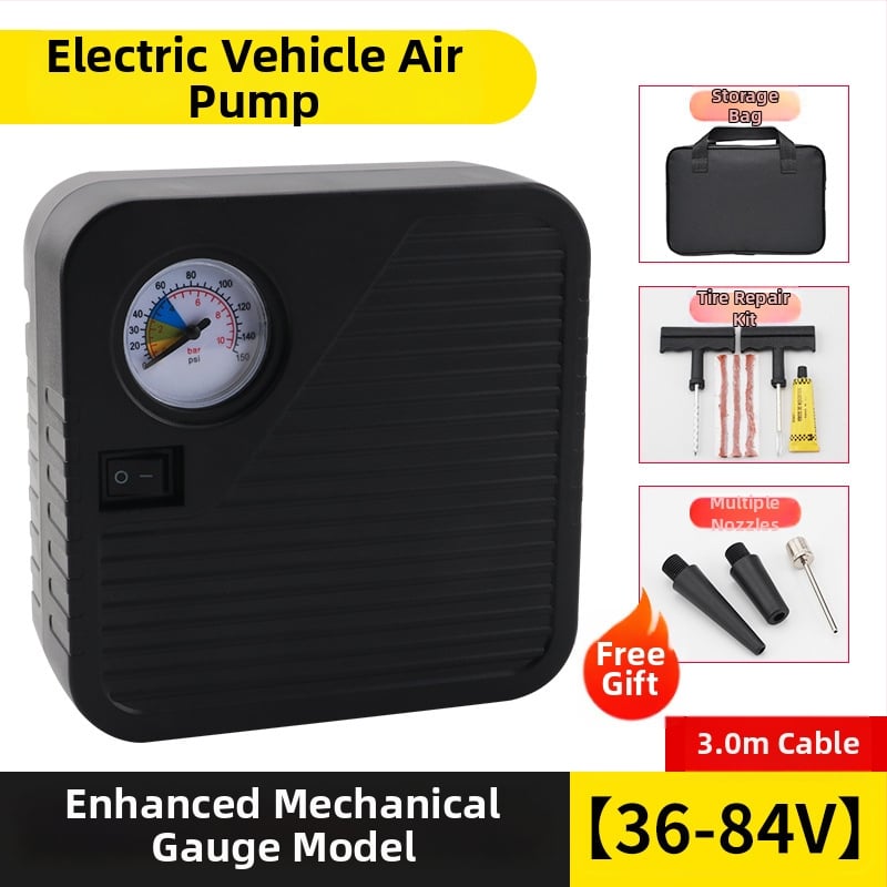 Портативна помпа за автомобилни гуми, батерийно захранване, диапазон на напрежение 36–96V, 120W, 5A