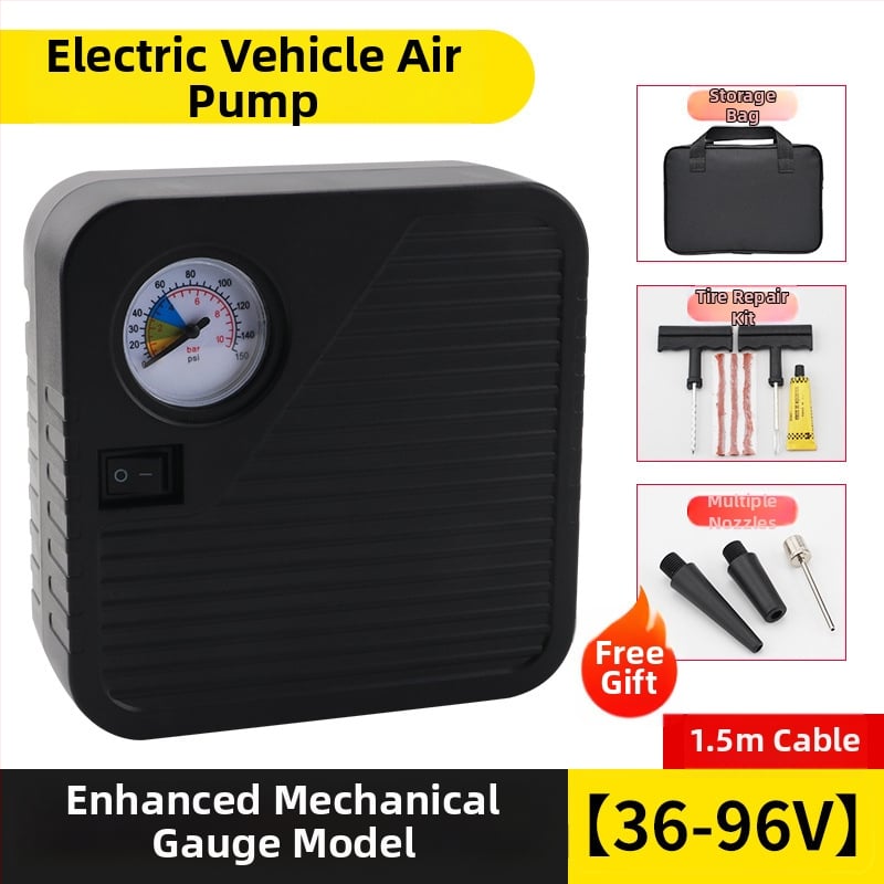 Портативна помпа за автомобилни гуми, батерийно захранване, диапазон на напрежение 36–96V, 120W, 5A