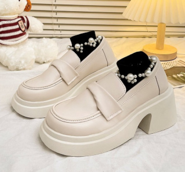 Ženske loaferice PU koža, okrugli vrh, slip-on, visina pete 3-5 cm