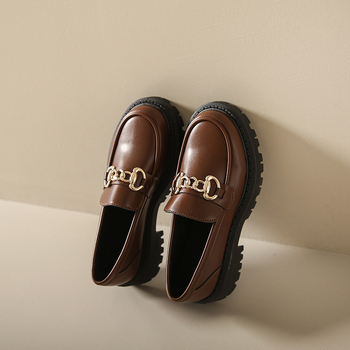 Ženske loaferice s okruglim vrhom, PU gornji dio, niski dizajn, gumeni potplat, niski pet 1–3 cm
