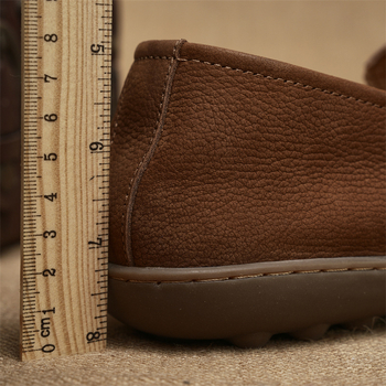 Мъжки кожени лоуфъри без връзки за лято, дишаща горна част от телешка кожа, гумена подметка, кръгла носка, нисък клин 1–3 cm