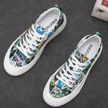 Muške platnene tenisice slip-on s prednjom trakom – prozračne, okrugli vrh, gumeni đon