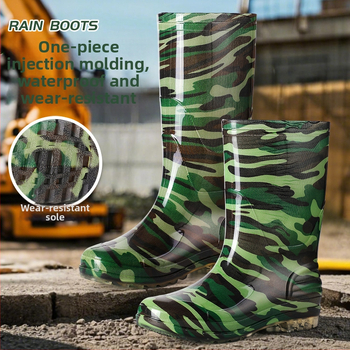 Férfiaknak szóló magas szárú esőcsizmák, PVC felső rész, talp marha-ínból, csúszásmentes, hálós bélés