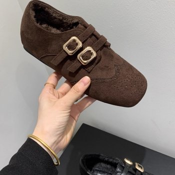 Mary Jane loafer cipele s unutarnjim povećanjem visine od 4 cm, retro stil s kopčom, podstava od umjetnog pliša, PU gornji dio, gumeni potplat