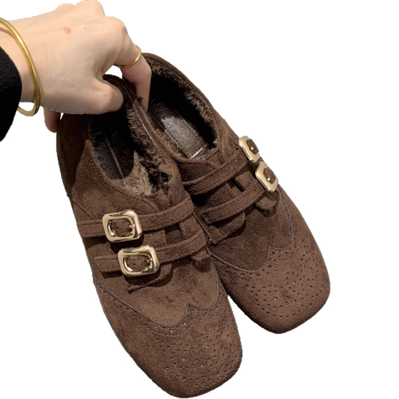 Mary Jane loafer cipele s unutarnjim povećanjem visine od 4 cm, retro stil s kopčom, podstava od umjetnog pliša, PU gornji dio, gumeni potplat