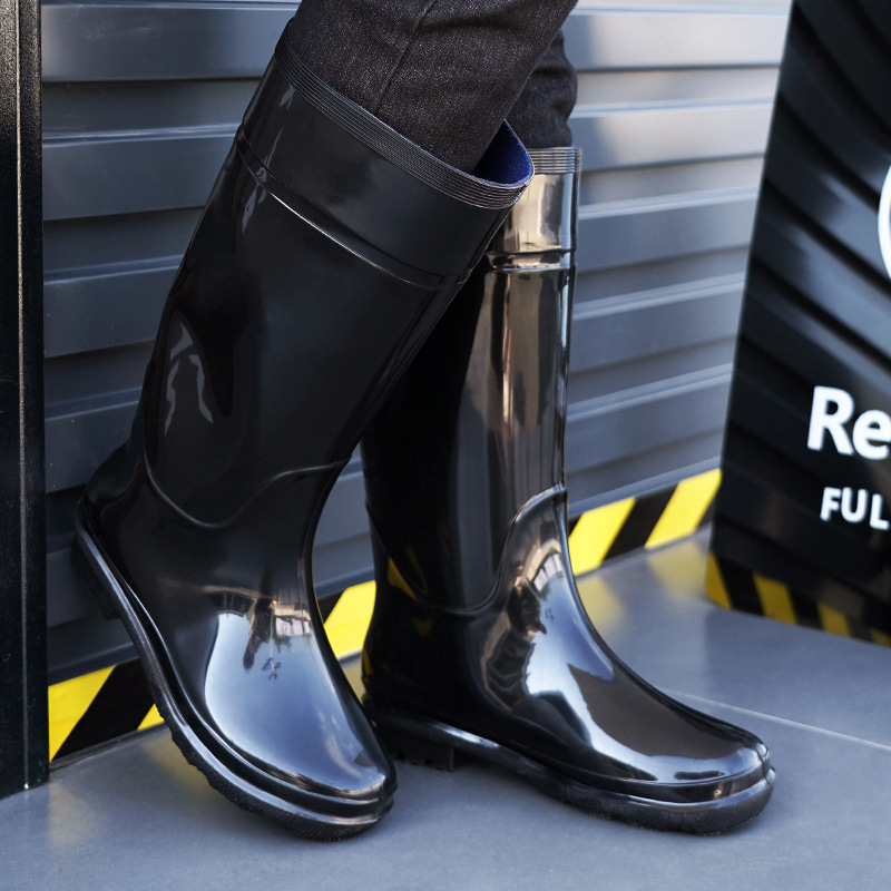 Férfiaknak készült ipari-bányászati magas szárú esőcsizmák, vízállóak, csúszásmentesek, kopásálló PVC felsőréteg