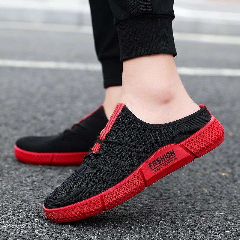 Muške slip-on tenisice s mrežastim gornjim dijelom, prozračne, bez pete, gumeni potplat, sportski stil (Zatvaranje: slip-on; Gornji dio: mreža; Potplat: guma)
