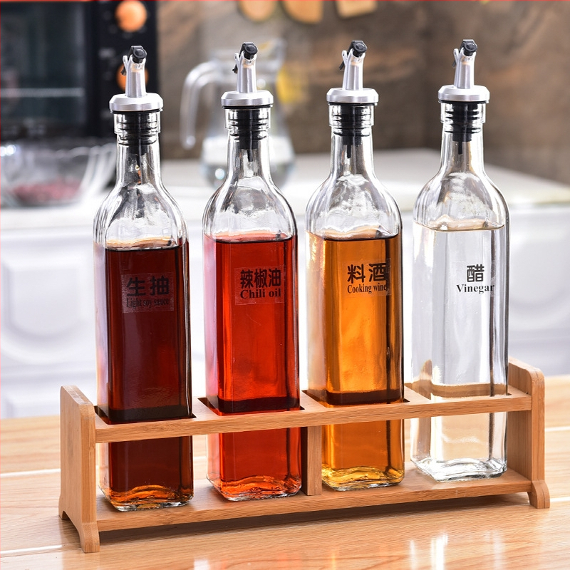 Keramički set posuda za začine u kuhinji — bočice za ulje, sol, sezamovo ulje, umak i ocat s automatskim poklopom, japanski stil