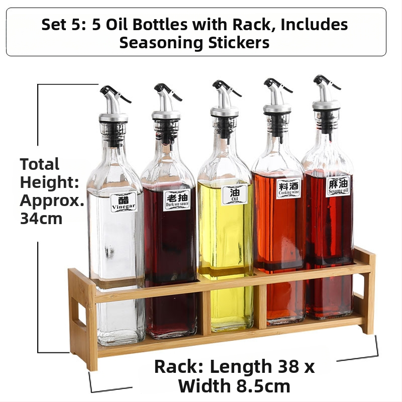 Keramički set posuda za začine u kuhinji — bočice za ulje, sol, sezamovo ulje, umak i ocat s automatskim poklopom, japanski stil