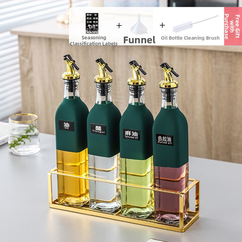 Keramički set posuda za začine u kuhinji — bočice za ulje, sol, sezamovo ulje, umak i ocat s automatskim poklopom, japanski stil