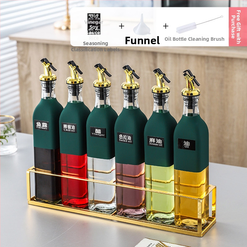 Keramički set posuda za začine u kuhinji — bočice za ulje, sol, sezamovo ulje, umak i ocat s automatskim poklopom, japanski stil