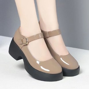 Ženski loafersi s PU gornjim dijelom, okrugli vrh, 6–8 cm debeli štikla