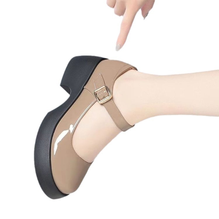 Ženski loafersi s PU gornjim dijelom, okrugli vrh, 6–8 cm debeli štikla