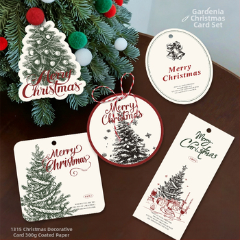 Vianočná blahoželacia karta — Gardenia Card Collection; prelakovaný papier, štvorfarebná tlač, jednoduchý a moderný štýl