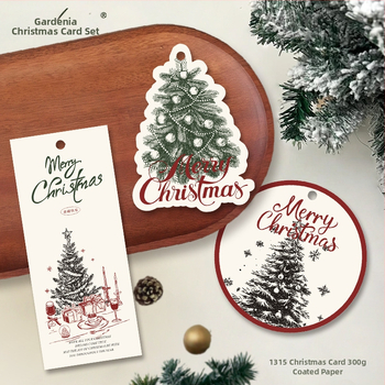 Vianočná blahoželacia karta — Gardenia Card Collection; prelakovaný papier, štvorfarebná tlač, jednoduchý a moderný štýl