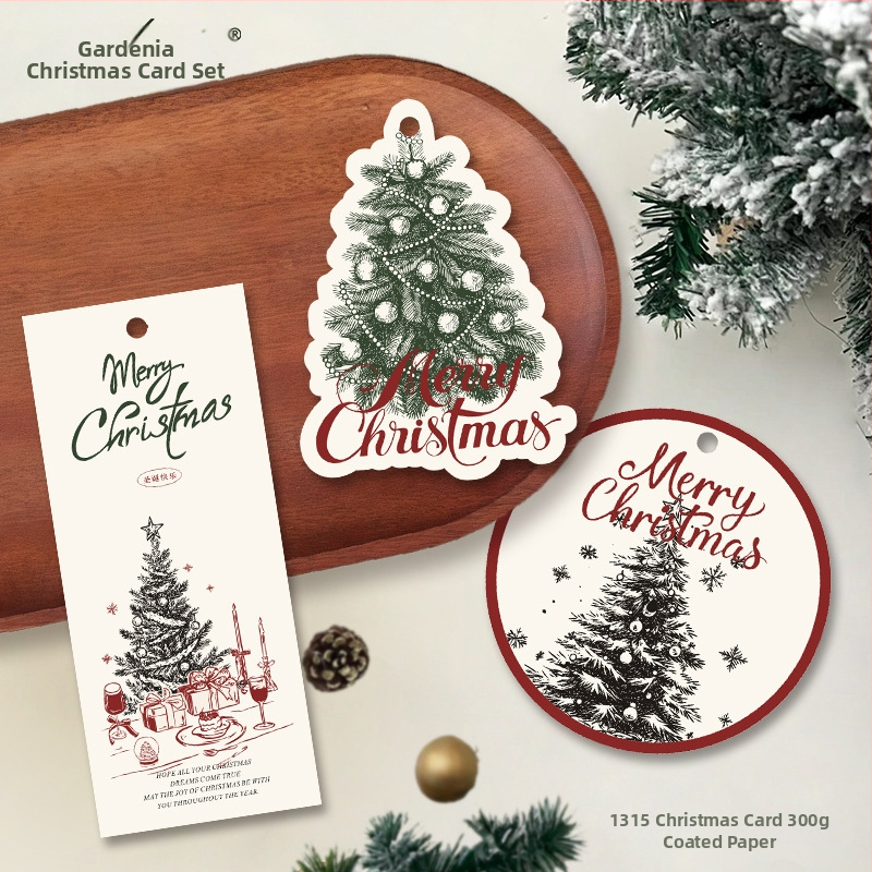 Vianočná blahoželacia karta — Gardenia Card Collection; prelakovaný papier, štvorfarebná tlač, jednoduchý a moderný štýl