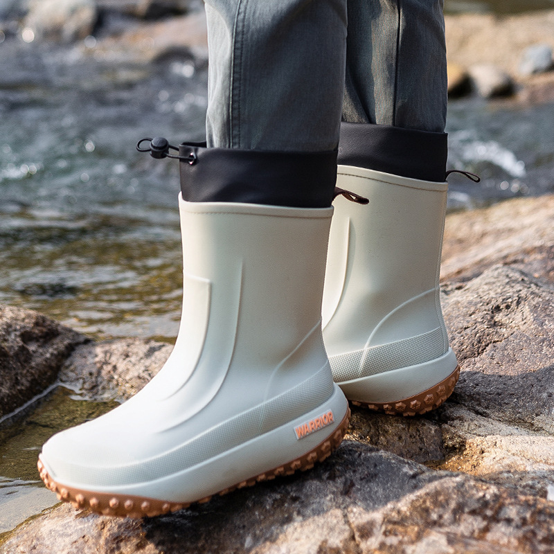 Reebok muške čizme za kišu s debelim potplatom, vodootporne, protuklizne, srednje visine, pull-on, PU uložak