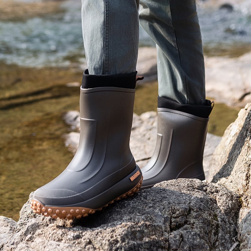Reebok muške čizme za kišu s debelim potplatom, vodootporne, protuklizne, srednje visine, pull-on, PU uložak