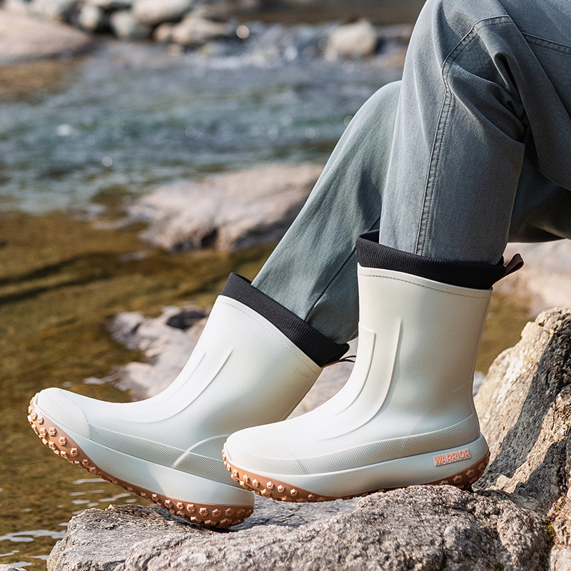 Reebok muške čizme za kišu s debelim potplatom, vodootporne, protuklizne, srednje visine, pull-on, PU uložak