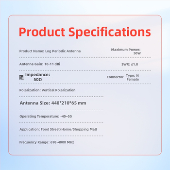 Log–periodična antena, 10 dBi zisk, 698–4000 MHz, vanjska, ayissmoye XDS