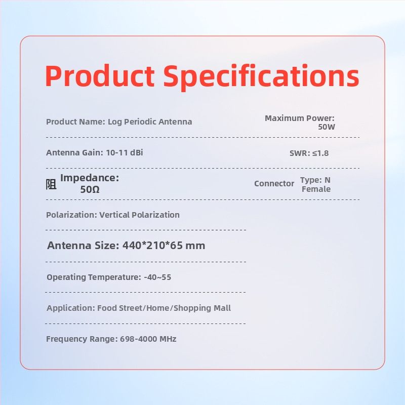Log–periodična antena, 10 dBi zisk, 698–4000 MHz, vanjska, ayissmoye XDS