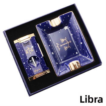 Lafuli12 Σειρά Αστερισμός Κοπτήρας Πούρων, Αναπτήρας και Τασάκι — μεταλλικό σώμα, αναπτήρας με βουτάνιο, χωρίς λογότυπο, ιδανικό δώρο