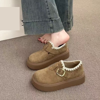 Ženske loaferice s debelim platformom, PU gornji dio, gumena potplata, okrugli vrh, srednja visina pete 3–5 cm