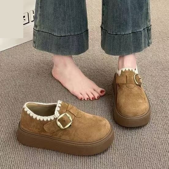 Ženske loaferice s debelim platformom, PU gornji dio, gumena potplata, okrugli vrh, srednja visina pete 3–5 cm