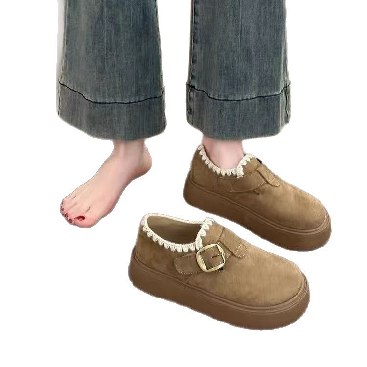 Ženske loaferice s debelim platformom, PU gornji dio, gumena potplata, okrugli vrh, srednja visina pete 3–5 cm