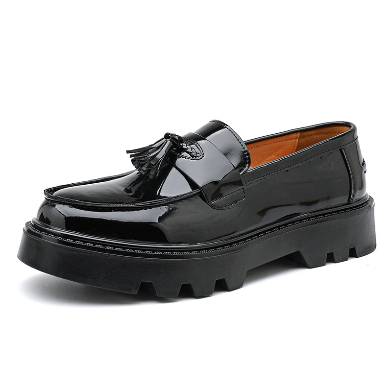 Muški loaferi s debelim potplatom za povećanje visine, britanski stil, koža, slip-on, vulkanizirana potplata