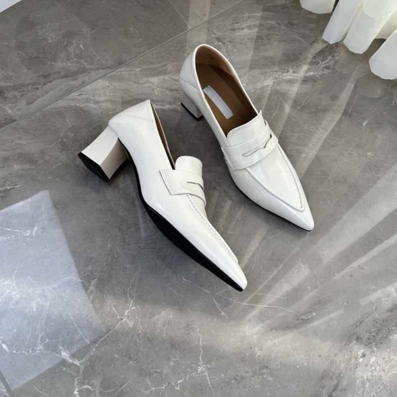 Ženske slip-on mokasine s oštrim vrhom, gornji dio od Super Fiber, ulošak od ovčje kože, srednje visok debeli potpetica 3–6 cm