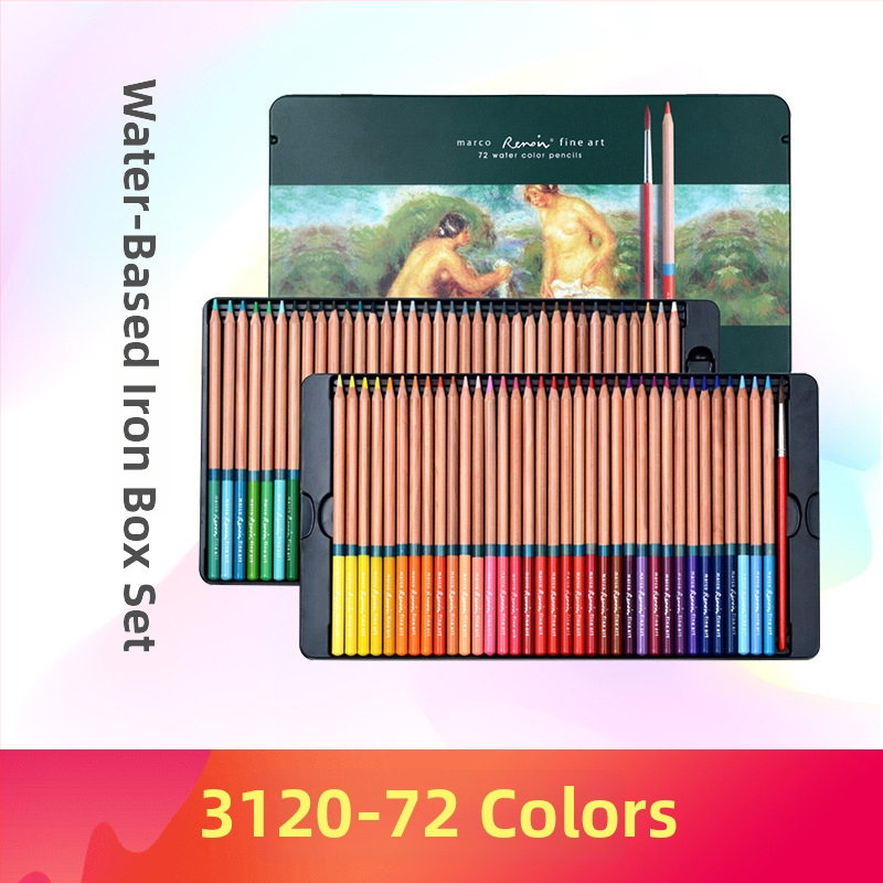 Marco Sada farebných ceruziek — vodou riediteľné i olejové, drevené telo, tvrdosť B, na písanie a maľovanie