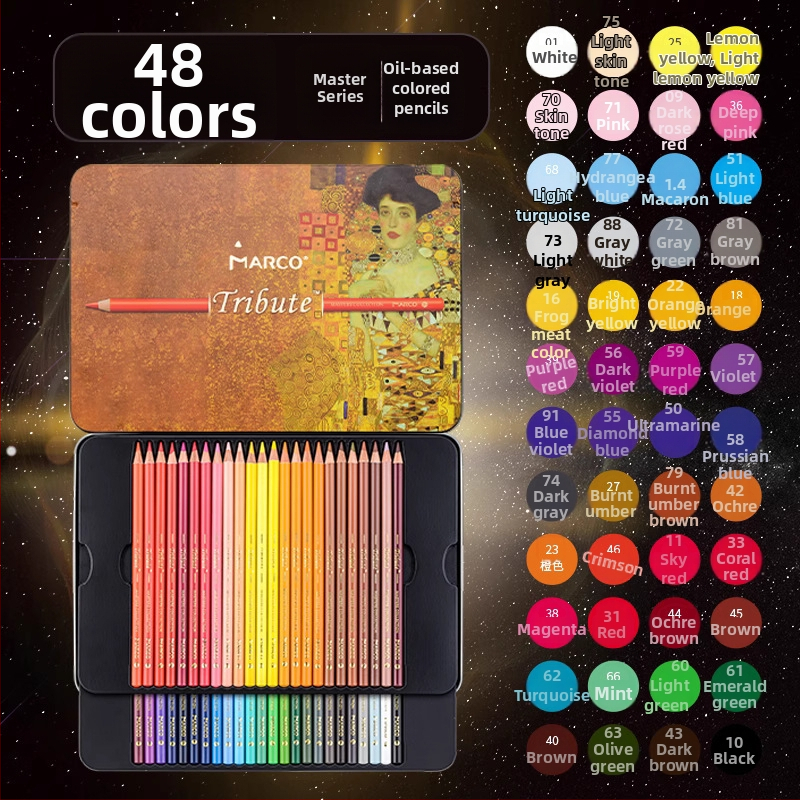 Marco Sada farebných ceruziek — vodou riediteľné i olejové, drevené telo, tvrdosť B, na písanie a maľovanie