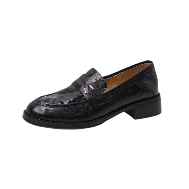 Loaferi od prave kože, gumena potplata, srednji peta 3–5 cm, podstava od svinjske kože, srednji otvor 7–11 cm, retro stil