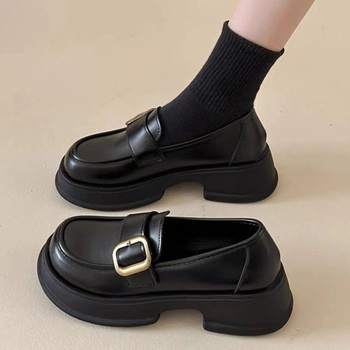 Kožne ženske slip-on cipele, Forest Girl stil, PU gornji dio, okrugli nos, srednji blok pet 3–5 cm