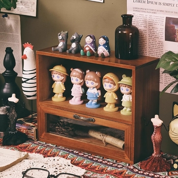 Drveni organizator kozmetike i parfema s ladicom za stolno računalo, moderan minimalistički dizajn, kapacitet 2L