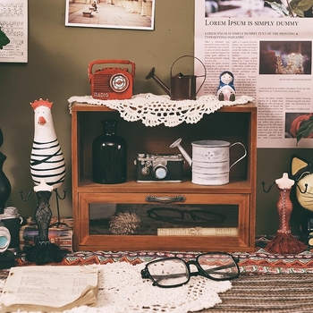 Drveni organizator kozmetike i parfema s ladicom za stolno računalo, moderan minimalistički dizajn, kapacitet 2L