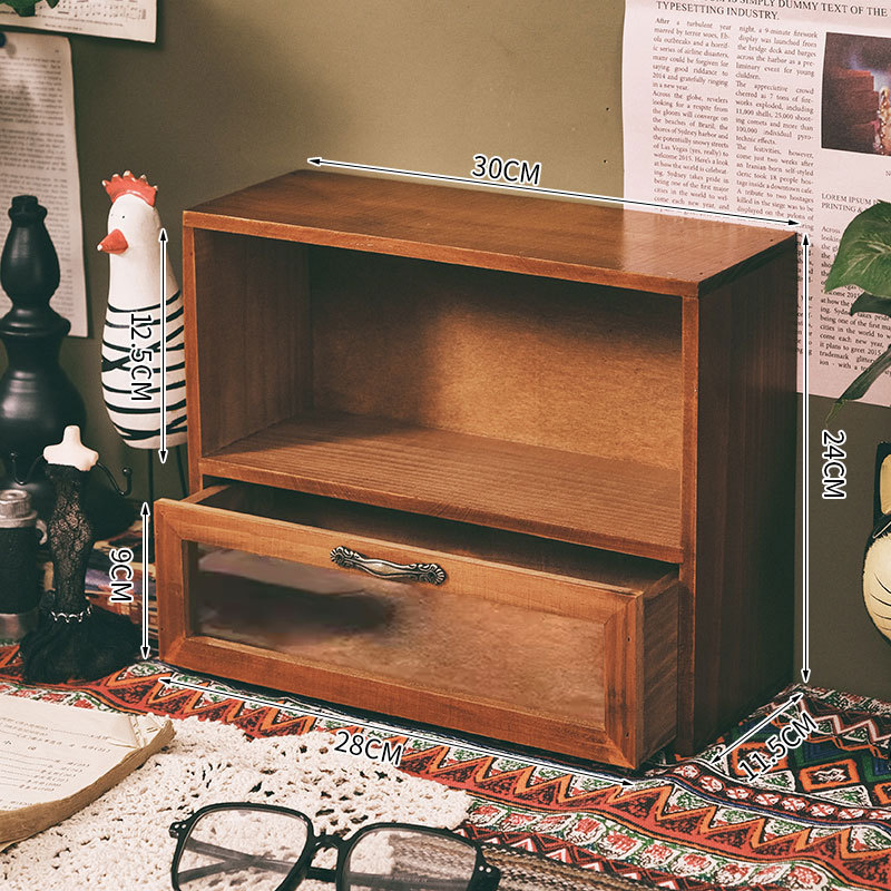 Drveni organizator kozmetike i parfema s ladicom za stolno računalo, moderan minimalistički dizajn, kapacitet 2L