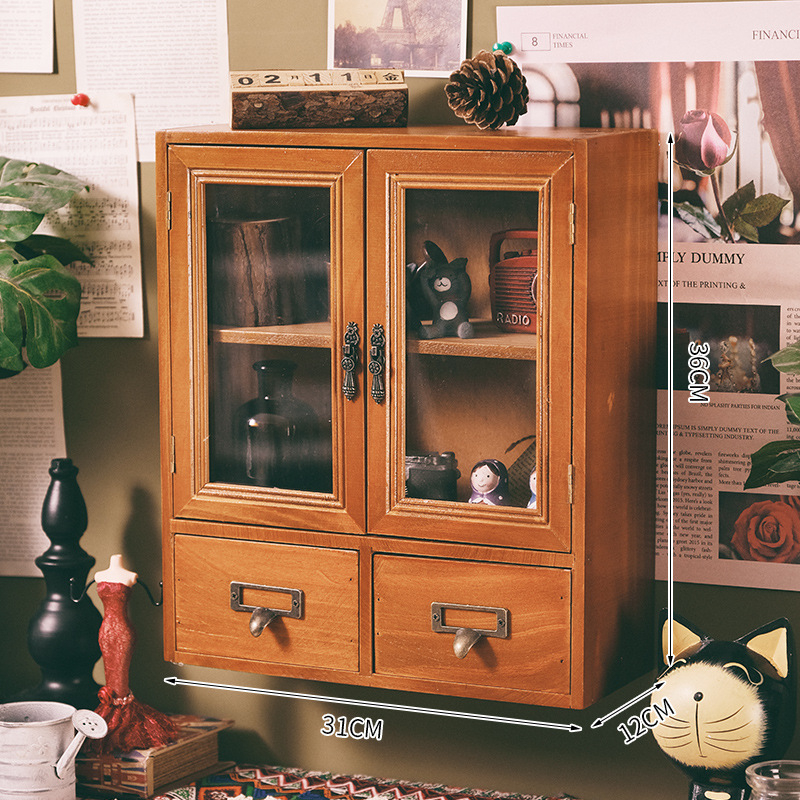 Drveni organizator kozmetike i parfema s ladicom za stolno računalo, moderan minimalistički dizajn, kapacitet 2L