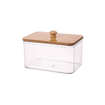 Stolna kutija za pohranu s bambusovim poklopcem, PET plast, kapacitet 2L, otporna na prašinu (2L, bambusov poklopac, PET plast, otporna na prašinu)