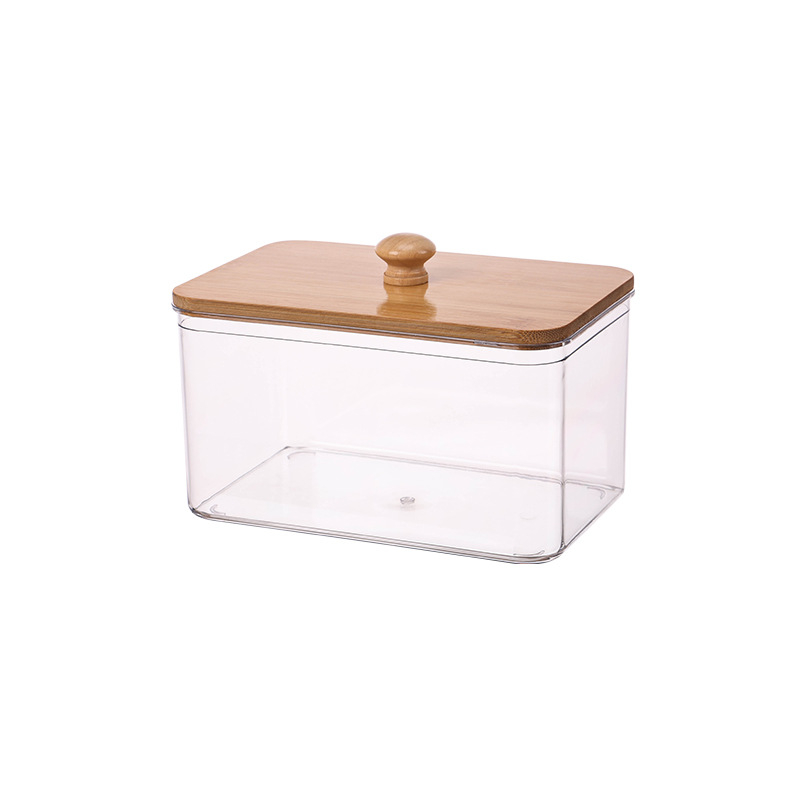 Stolna kutija za pohranu s bambusovim poklopcem, PET plast, kapacitet 2L, otporna na prašinu (2L, bambusov poklopac, PET plast, otporna na prašinu)