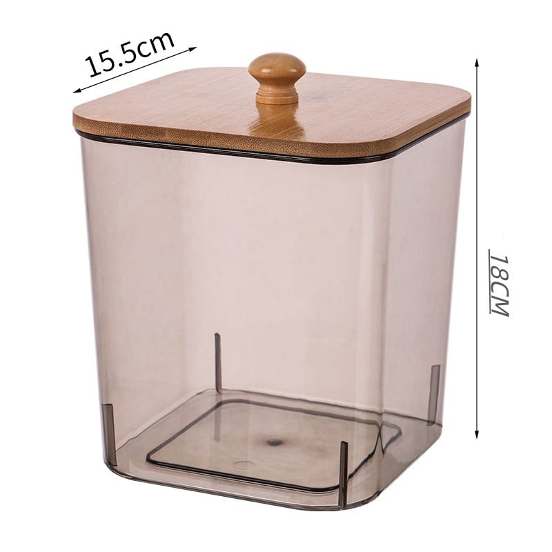 Stolna kutija za pohranu s bambusovim poklopcem, PET plast, kapacitet 2L, otporna na prašinu (2L, bambusov poklopac, PET plast, otporna na prašinu)
