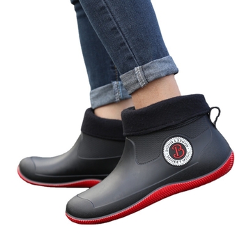 Unisex čizme za kišu Chelsea stila, kratke, PVC gornji dio, plastična potplata, okrugli vrh prsta, mrežasta unutrašnjost, tekstilna uložak