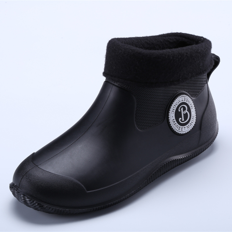 Unisex čizme za kišu Chelsea stila, kratke, PVC gornji dio, plastična potplata, okrugli vrh prsta, mrežasta unutrašnjost, tekstilna uložak