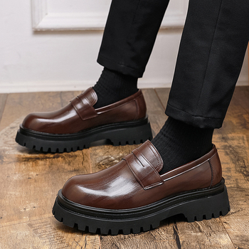 Muške loaferice s debelim đonom, gornji dio od mikrovlaknast kože, PU ulošak, gumena potplata, slip-on