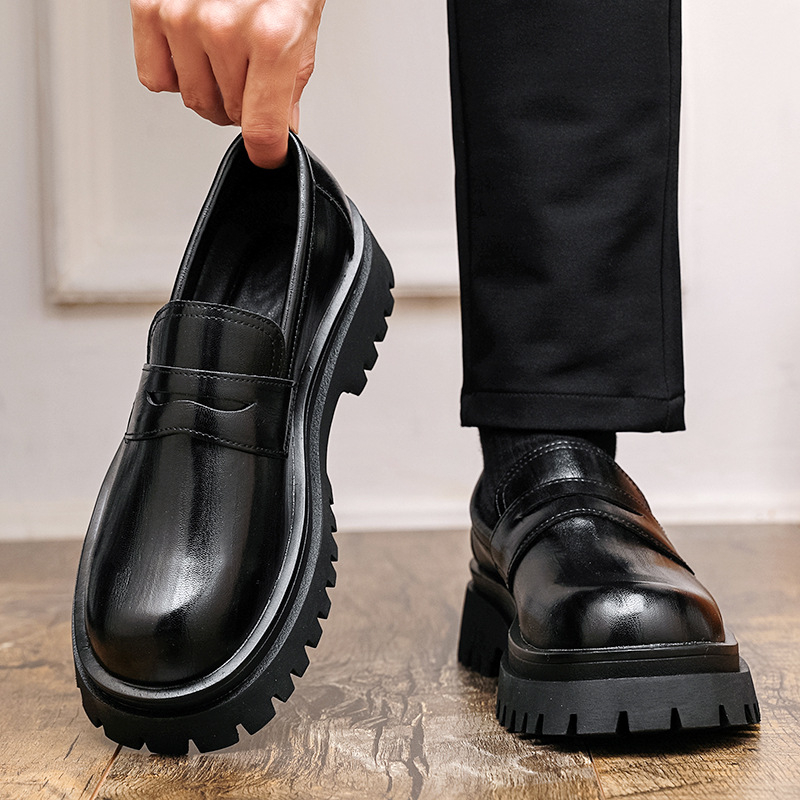 Muške loaferice s debelim đonom, gornji dio od mikrovlaknast kože, PU ulošak, gumena potplata, slip-on